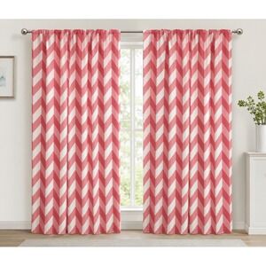 Ambesonne Pink Chevron Microfiber Window Curtains 2 Panel Set 56x95 Rod Pocket